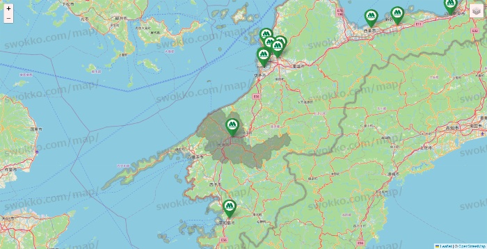 愛媛県のモスバーガーの店舗地図