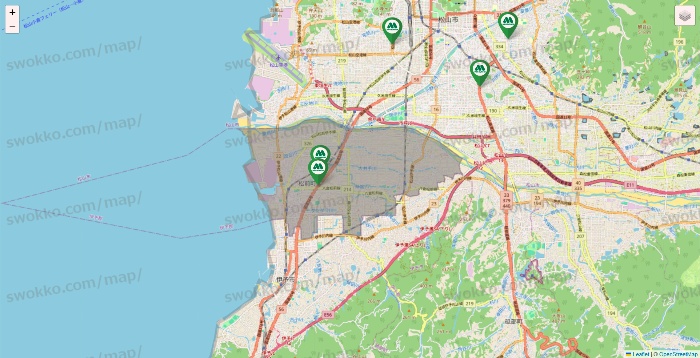 愛媛県のモスバーガーの店舗地図
