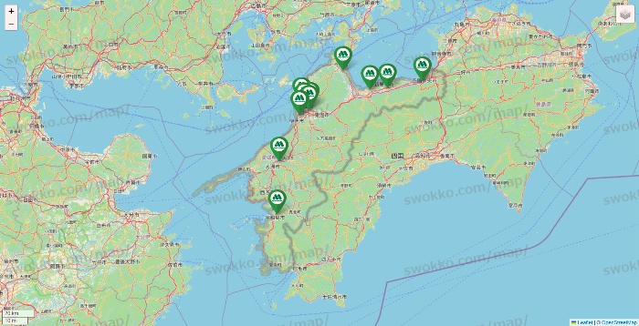 愛媛県のモスバーガーの店舗地図