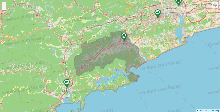 高知県のモスバーガーの店舗地図
