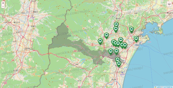宮城県のモスバーガーの店舗地図