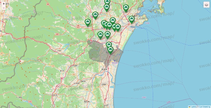 宮城県のモスバーガーの店舗地図