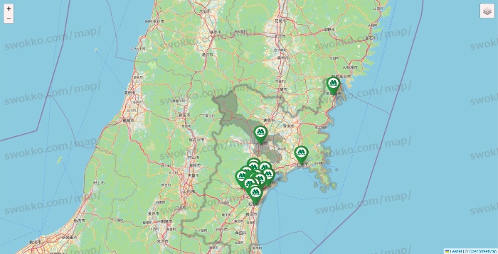 宮城県のモスバーガーの店舗地図