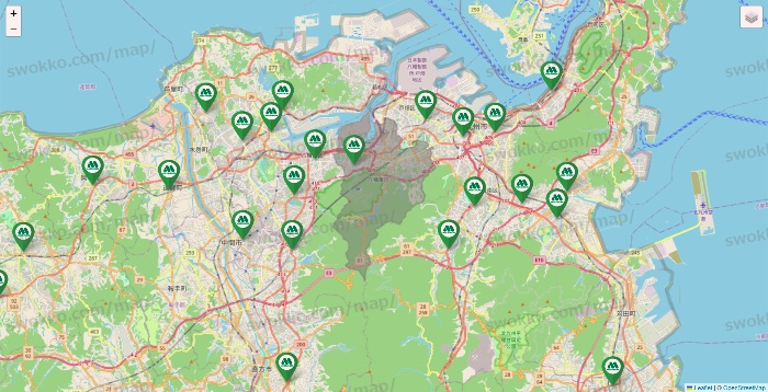 福岡県のモスバーガーの店舗地図