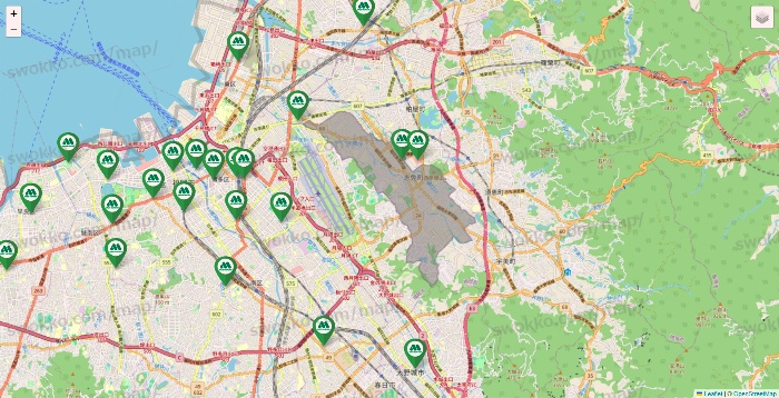 福岡県のモスバーガーの店舗地図