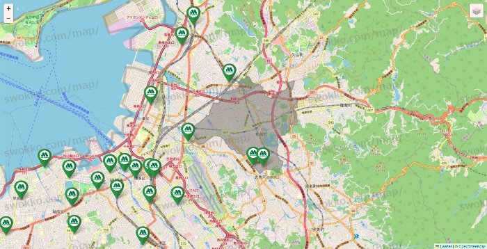 福岡県のモスバーガーの店舗地図