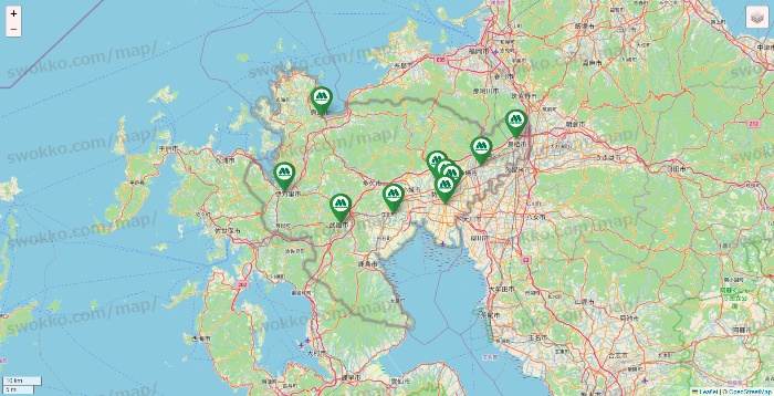佐賀県のモスバーガーの店舗地図