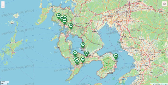 長崎県のモスバーガーの店舗地図