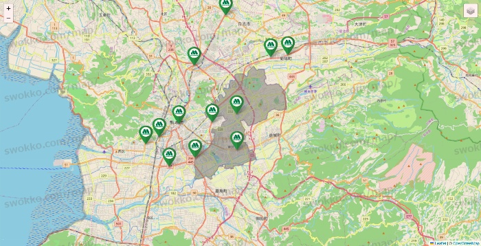 熊本県のモスバーガーの店舗地図