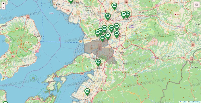 熊本県のモスバーガーの店舗地図