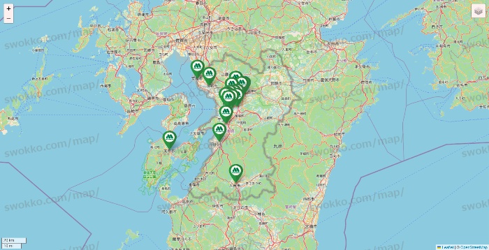 熊本県のモスバーガーの店舗地図