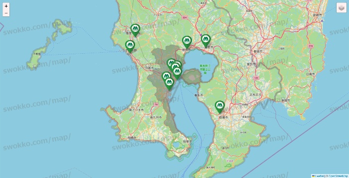 鹿児島県のモスバーガーの店舗地図