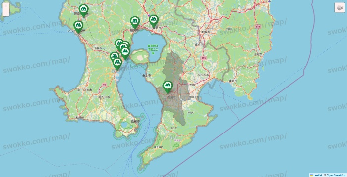 鹿児島県のモスバーガーの店舗地図