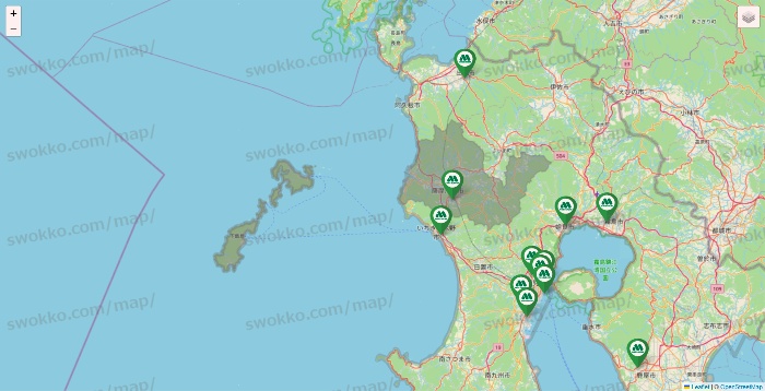 鹿児島県のモスバーガーの店舗地図