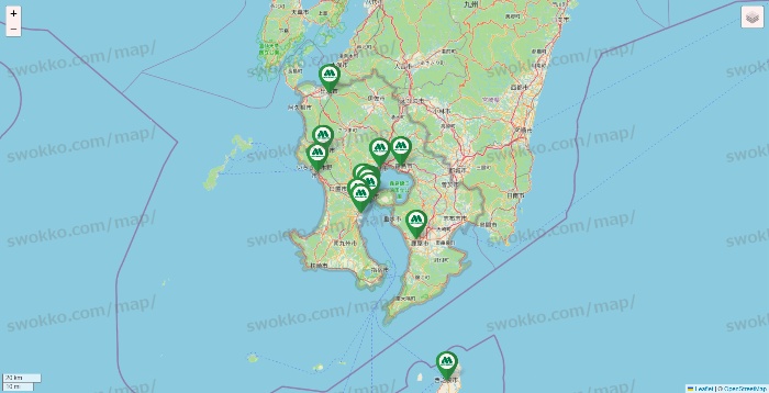 鹿児島県のモスバーガーの店舗地図