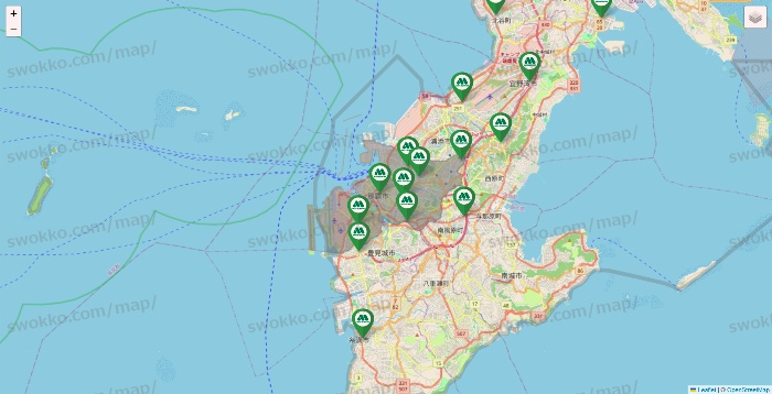 沖縄県のモスバーガーの店舗地図