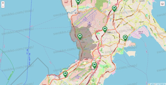 沖縄県のモスバーガーの店舗地図