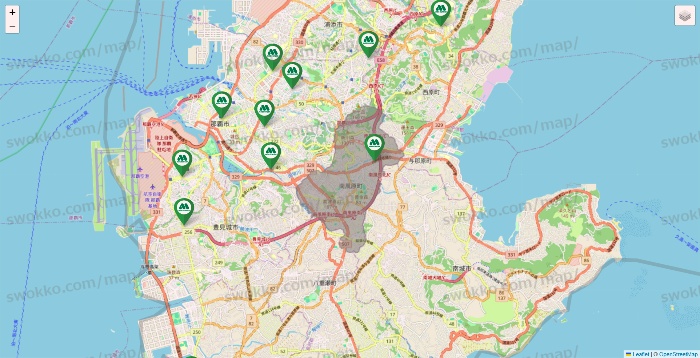沖縄県のモスバーガーの店舗地図