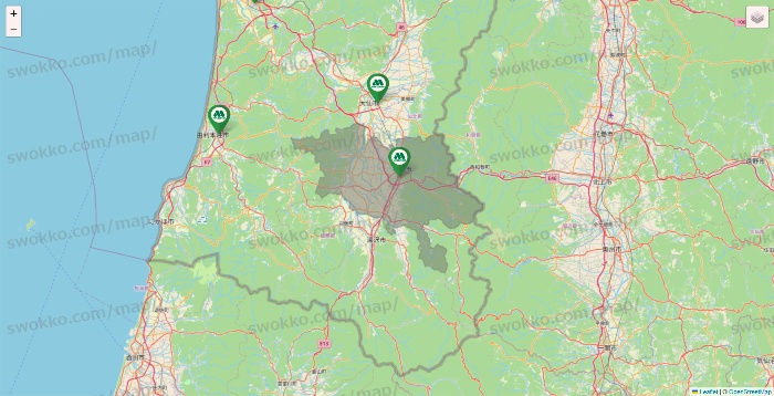 秋田県のモスバーガーの店舗地図