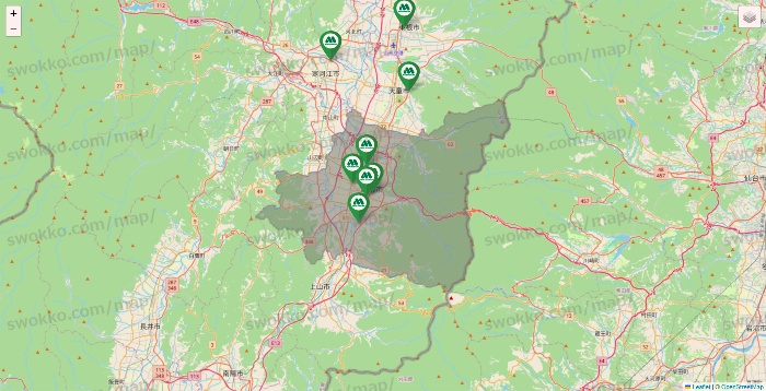 山形県のモスバーガーの店舗地図