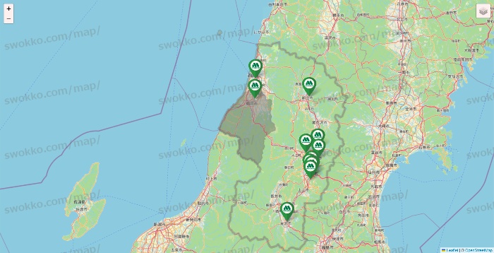 山形県のモスバーガーの店舗地図
