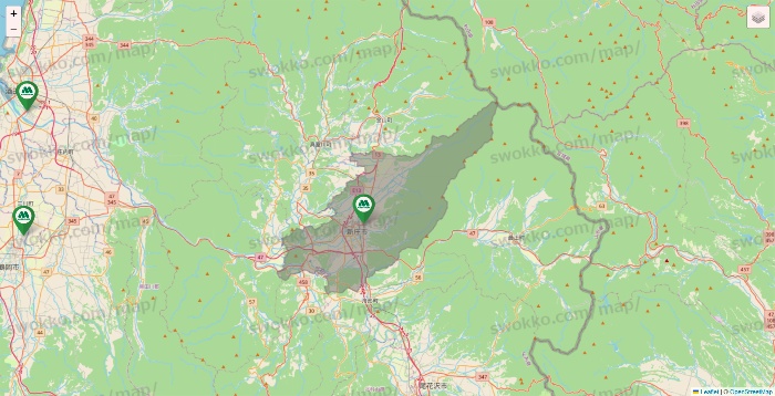 山形県のモスバーガーの店舗地図