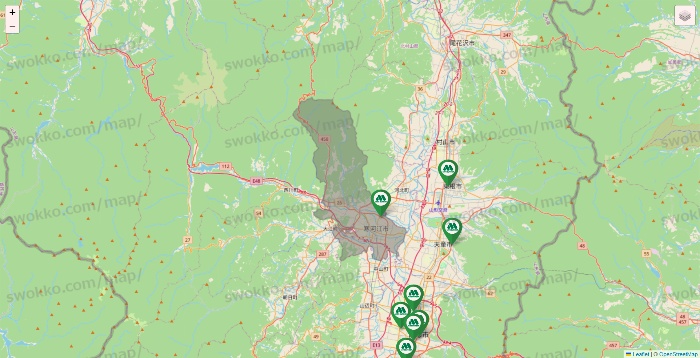 山形県のモスバーガーの店舗地図