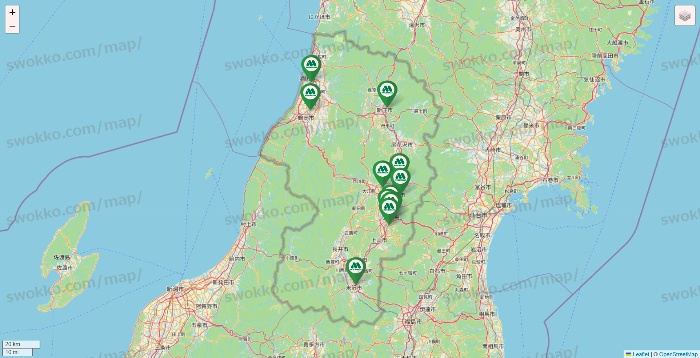 山形県のモスバーガーの店舗地図
