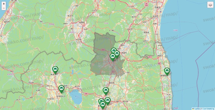福島県のモスバーガーの店舗地図