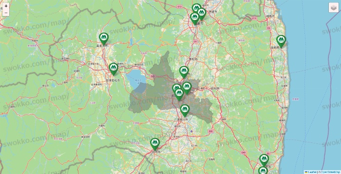 福島県のモスバーガーの店舗地図