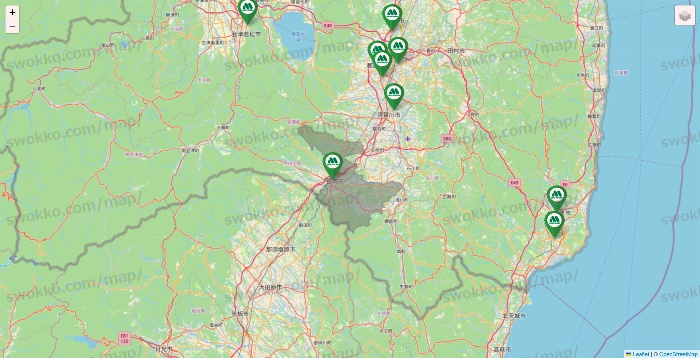 福島県のモスバーガーの店舗地図