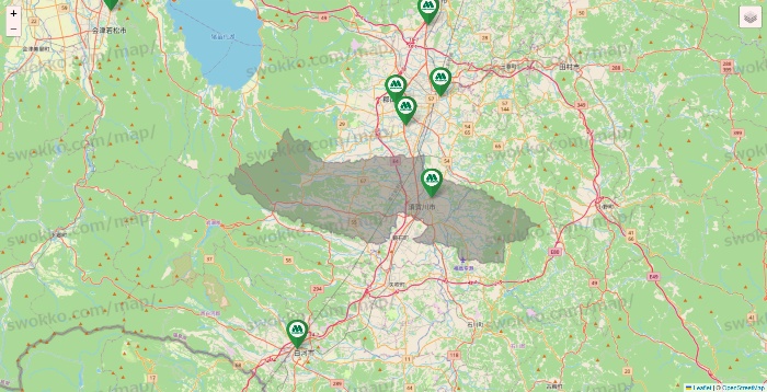 福島県のモスバーガーの店舗地図