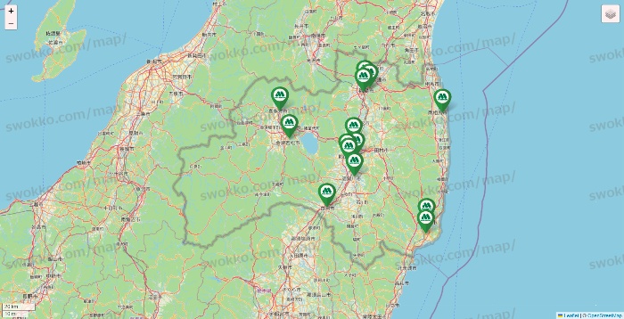 福島県のモスバーガーの店舗地図