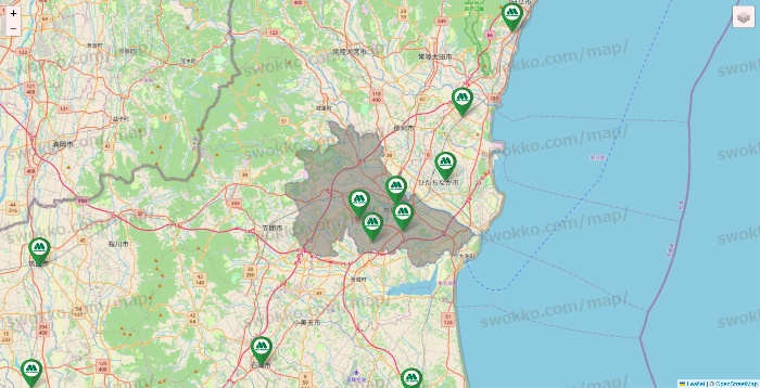 茨城県のモスバーガーの店舗地図