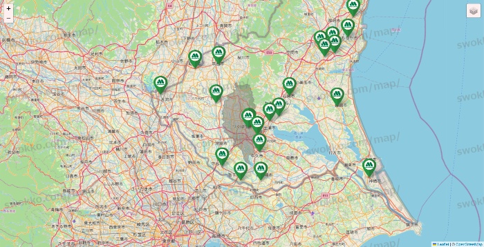 茨城県のモスバーガーの店舗地図
