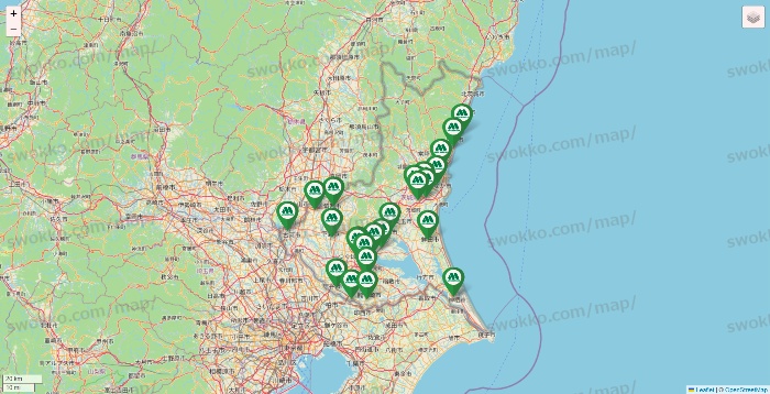 茨城県のモスバーガーの店舗地図