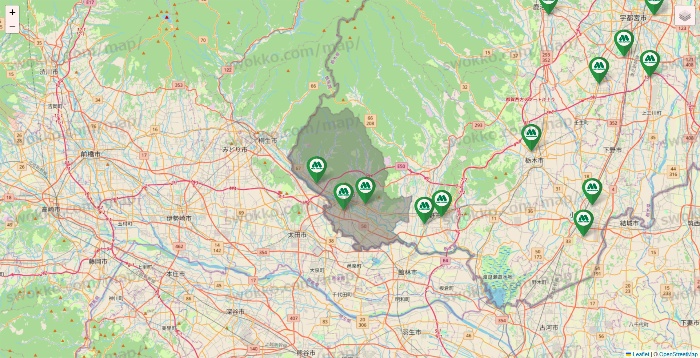 栃木県のモスバーガーの店舗地図
