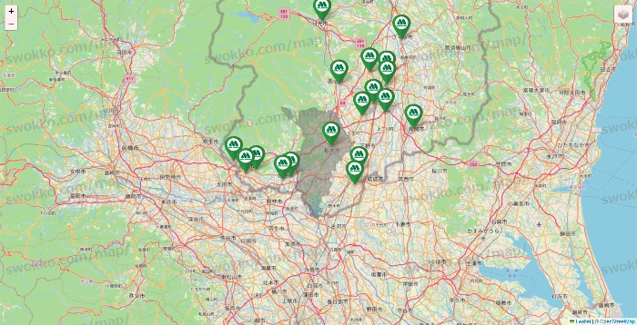 栃木県のモスバーガーの店舗地図
