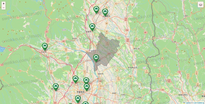 栃木県のモスバーガーの店舗地図