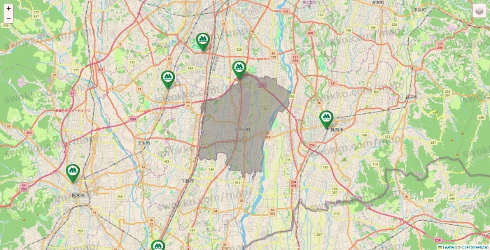 栃木県のモスバーガーの店舗地図