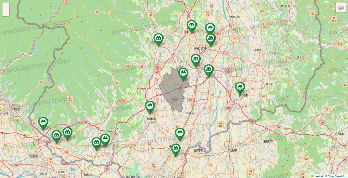 栃木県のモスバーガーの店舗地図