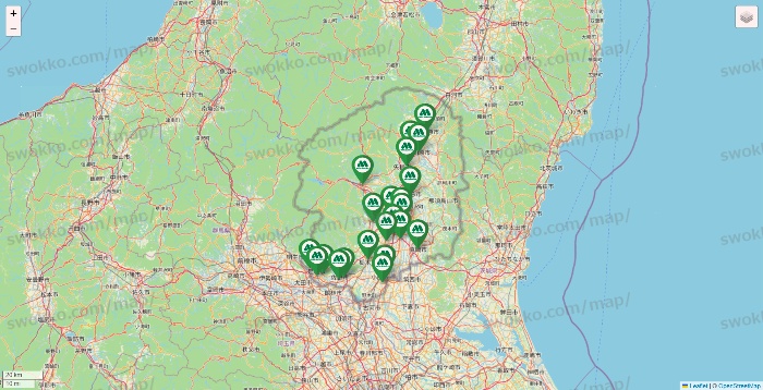 栃木県のモスバーガーの店舗地図