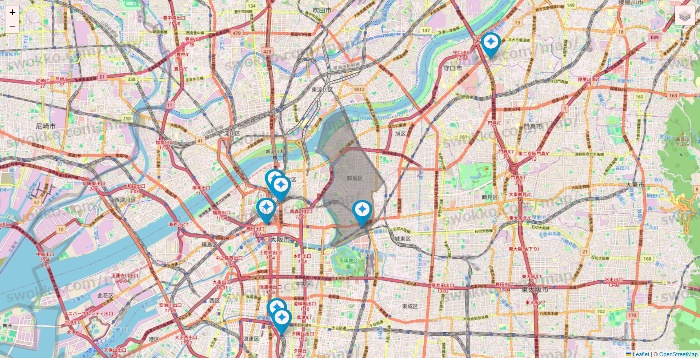 大阪府のミュゼプラチナムの店舗地図