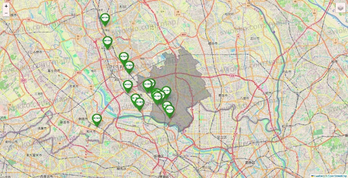 埼玉県のまいばすけっとの店舗地図