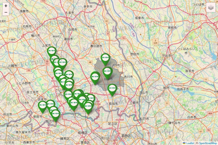 埼玉県のまいばすけっとの店舗地図