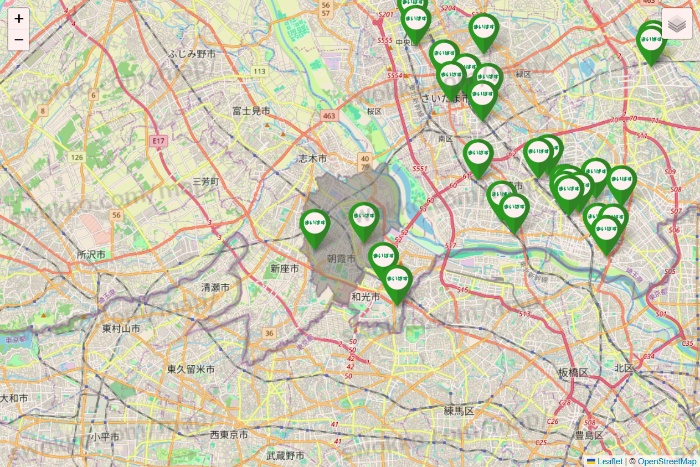埼玉県のまいばすけっとの店舗地図