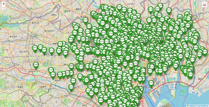 東京都のまいばすけっとの店舗地図