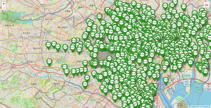 東京都のまいばすけっとの店舗地図