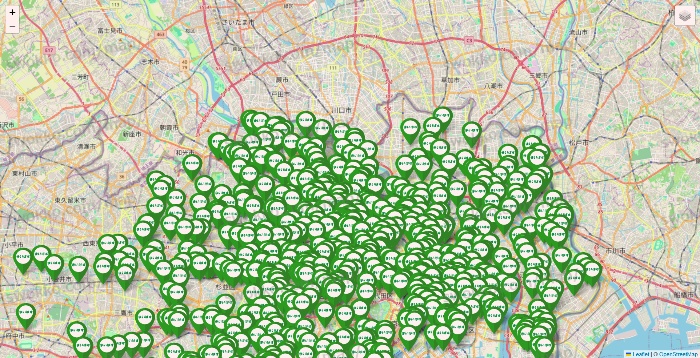 東京都のまいばすけっとの店舗地図