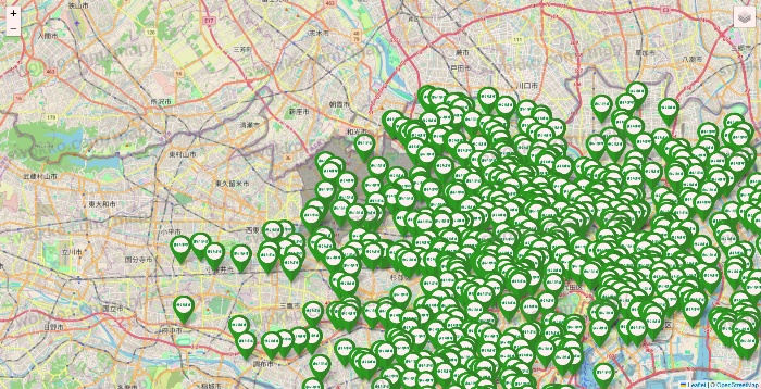 東京都のまいばすけっとの店舗地図